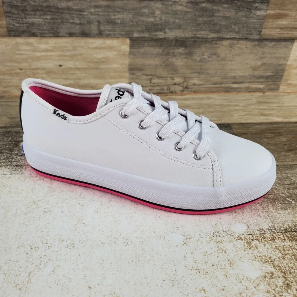 Keds Triple Up Girls Shoes Sz 3 White Foxing Strip Lace Up Platform Sneakers